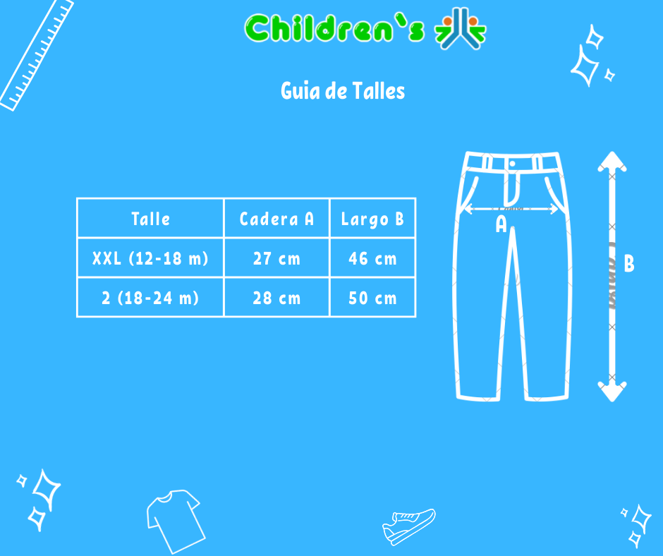 Tabla de talles — Pantalon Gabardina Con Cintura Regulable