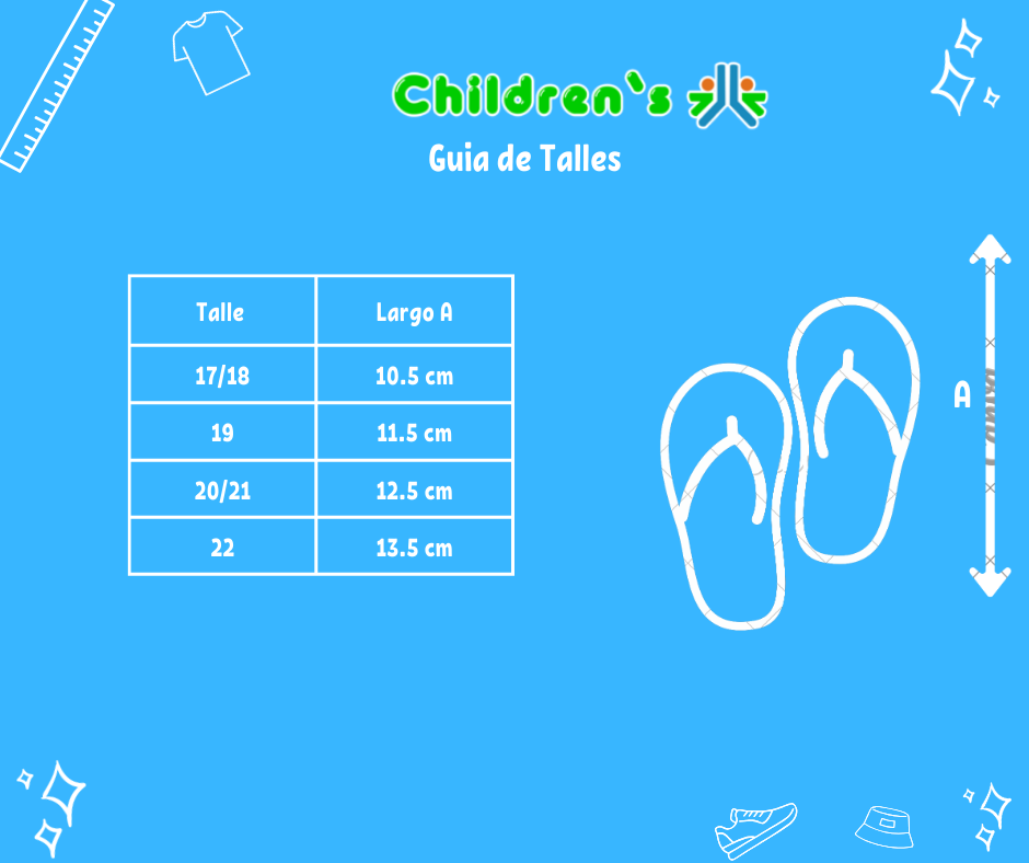 Tabla de talles — Ojota con Tira Atras y Aplique