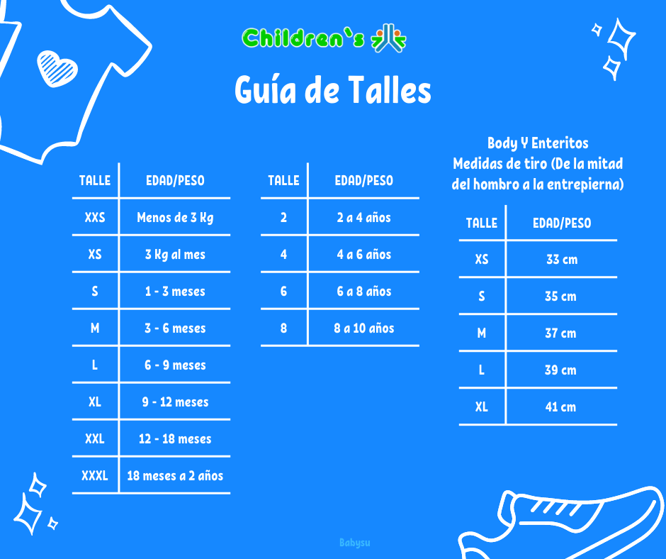 Tabla de talles — Enterito Polar Estampado