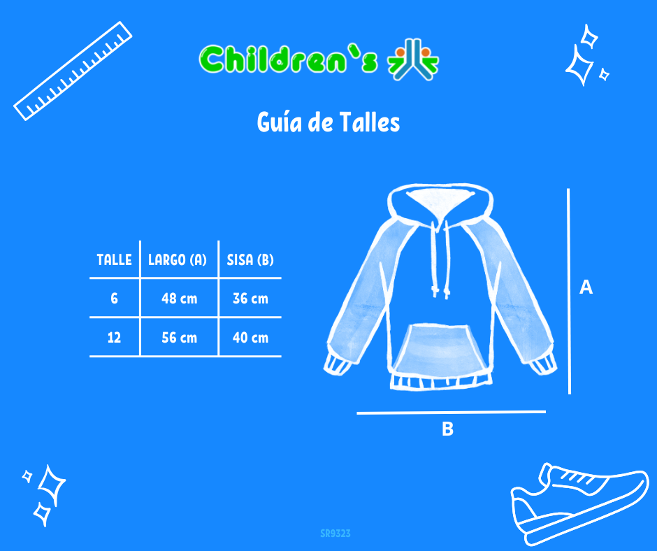 Tabla de talles — Buzo Frizado  Estampado con Corazones con Capucha Forrada