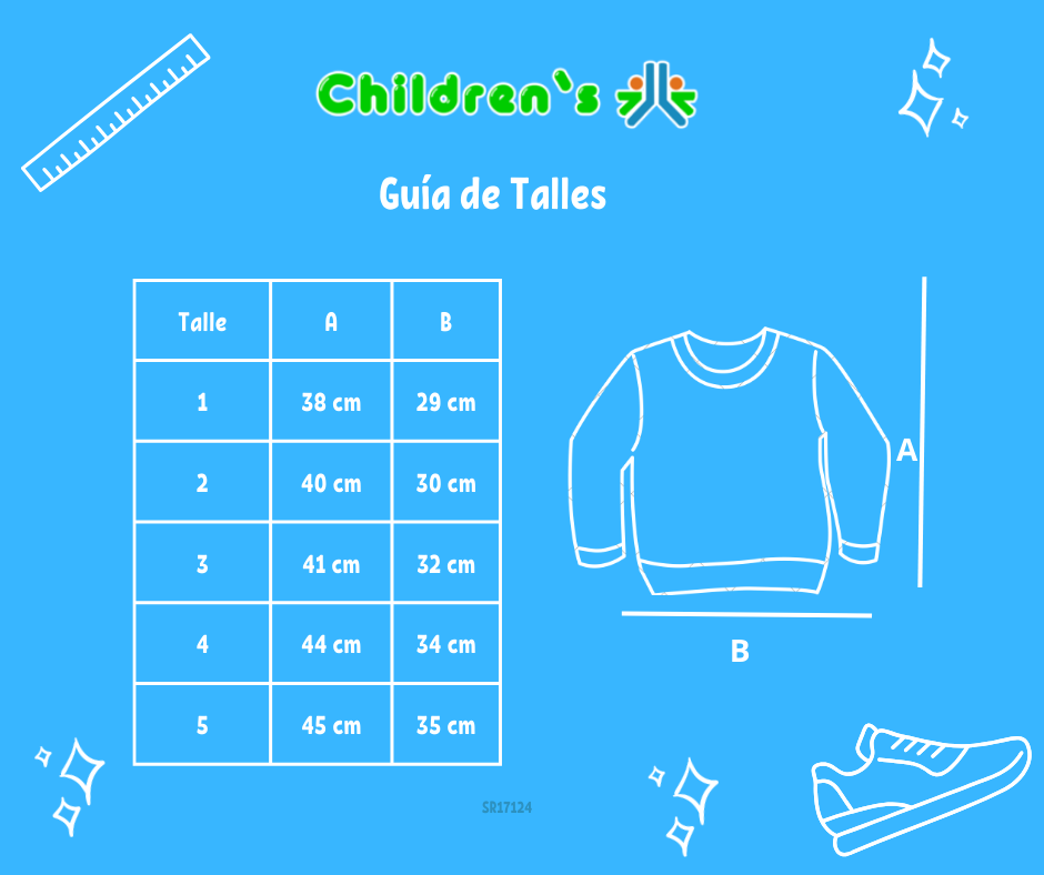 Tabla de talles — Buzo de Algodon Frizado Estampado Nenas