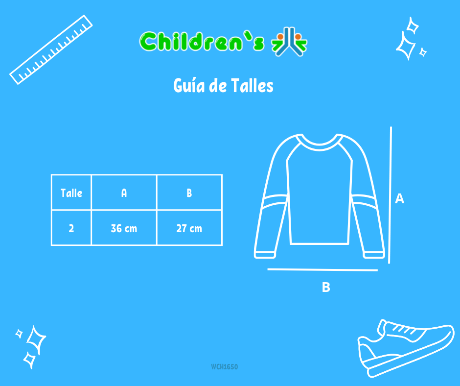 Tabla de talles — Remera Bebe con Puños dinosaurios