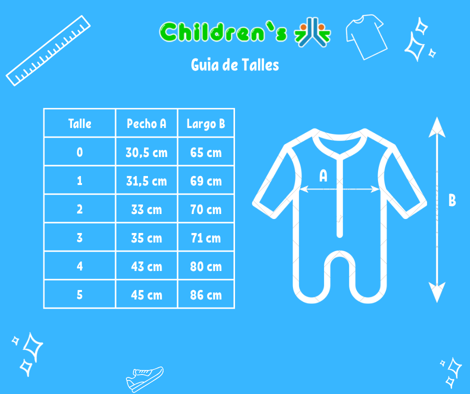 Tabla de talles — Enterito Frizado con pie de cuerina - Dormilon