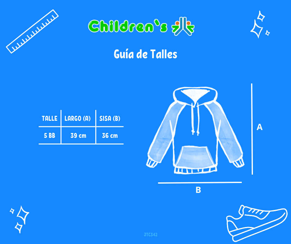 Tabla de talles — Buzo Frizado Estampado con Capucha