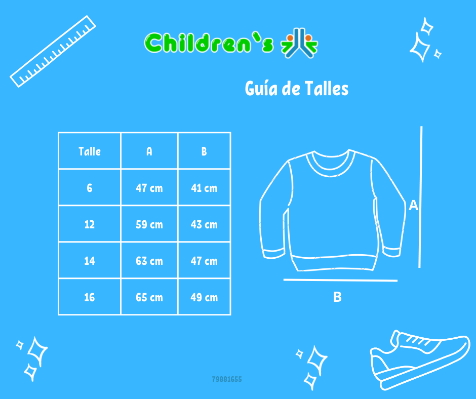 Tabla de talles — Buzo Friza Escote V con Capucha Estampado