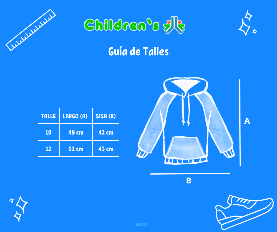 Tabla de talles — Buzo Frizado con Capucha Canguro
