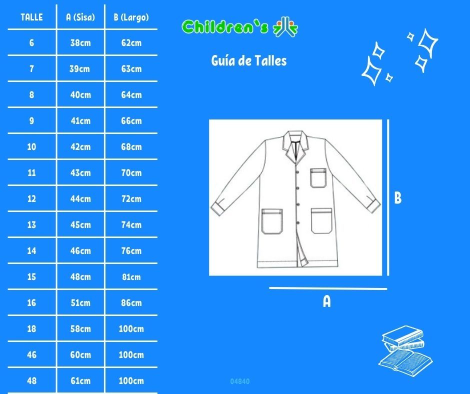 Tabla de talles — ARGENTEXTIL Guardapolvo HOMBRE con Broche