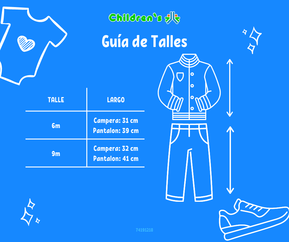 Tabla de talles — Conjunto Wata Microfibra Termico Bordado pajarito Azul