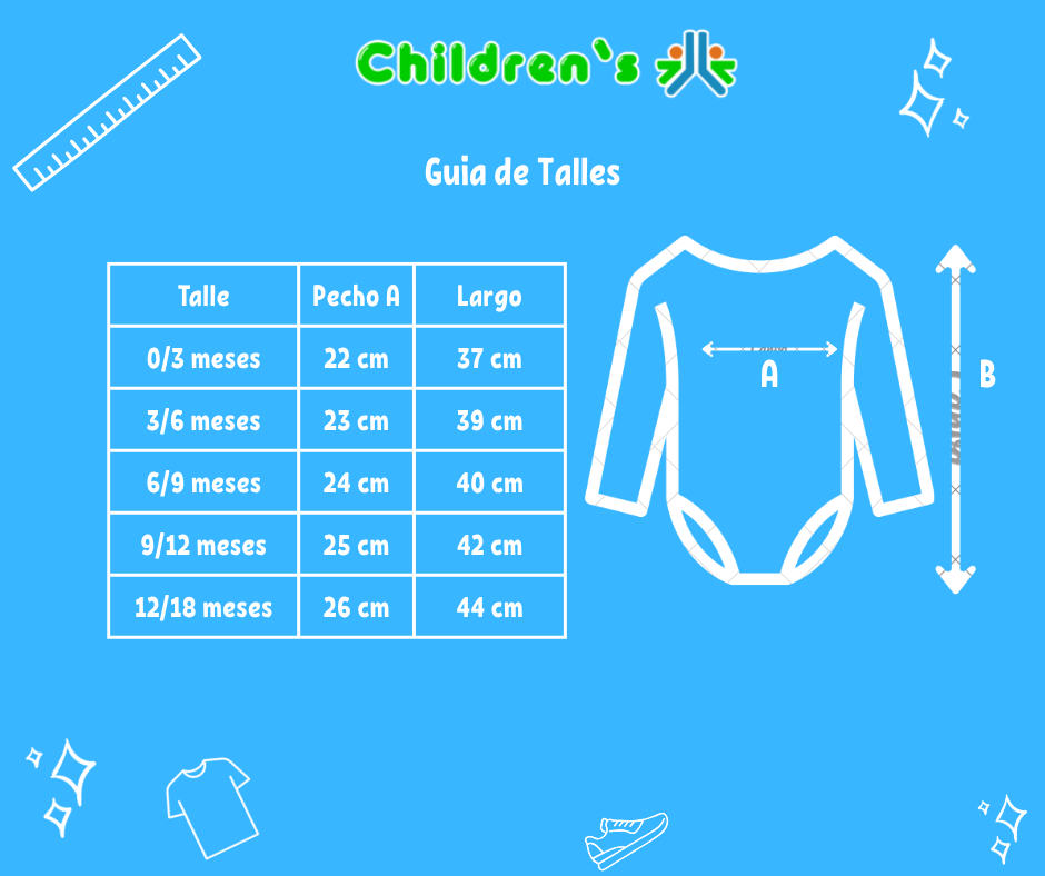 Tabla de talles — armando lio body manga larga bordado algodon