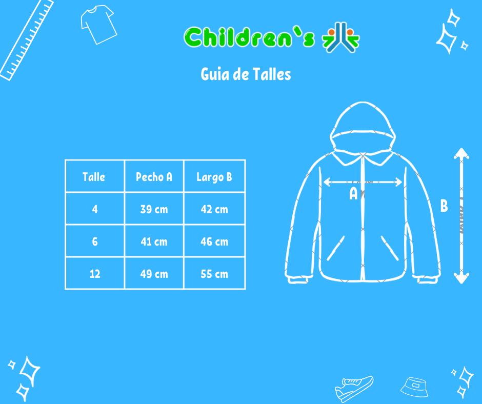 Tabla de talles — Campera Rustica A Cuadros Con Cierre