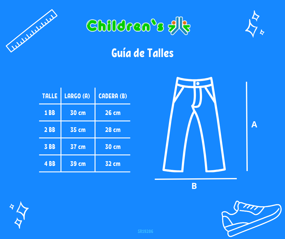 Tabla de talles — Pantalon Corderoy cintura Elastizada con Voladitos