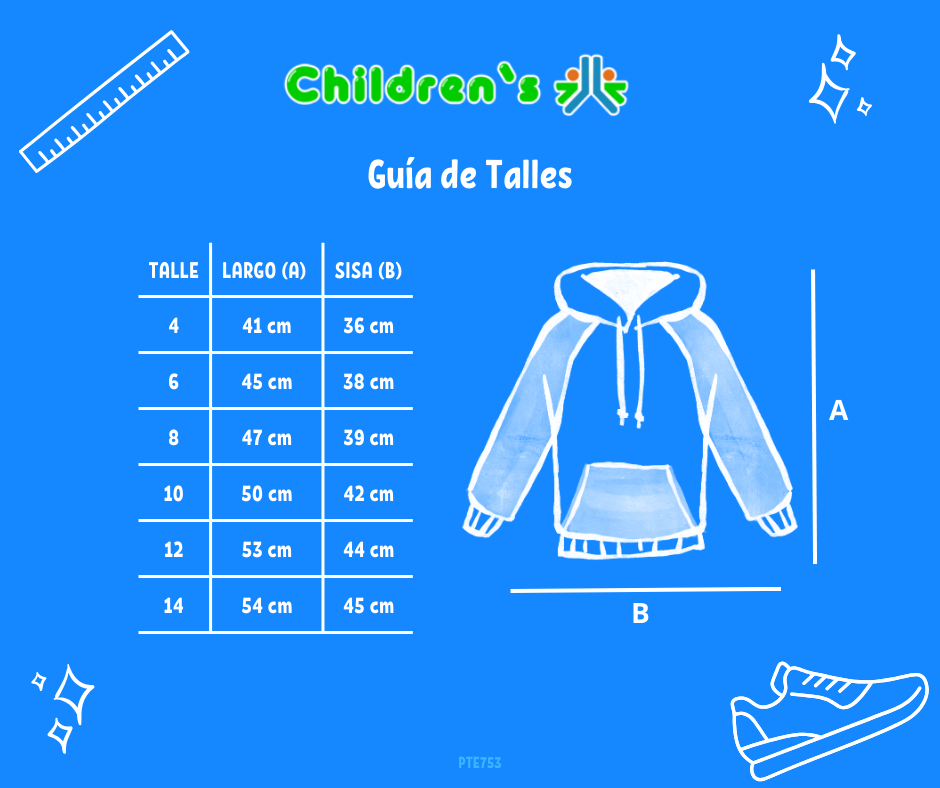 Tabla de talles — Buzo Frizado con Capucha Bordado "Vintage"