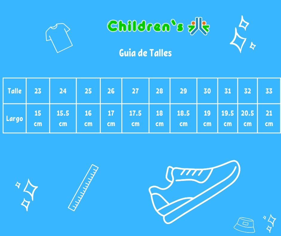 Tabla de talles — Zapatilla Medio Basket Lona Velcro