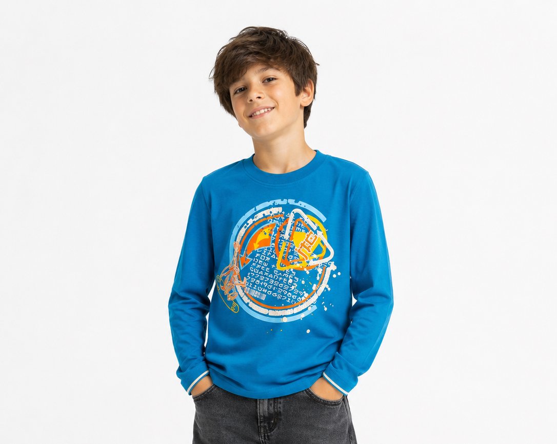 Remera Manga Larga Estampado Metalizado Con Flechas